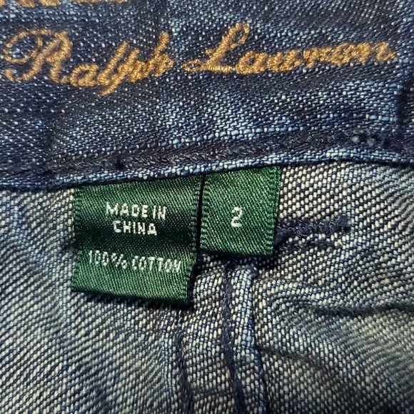 VTG Ralph Lauren stone wash denim blue jeans adjustable buckle waist flap button - Picture 6 of 12